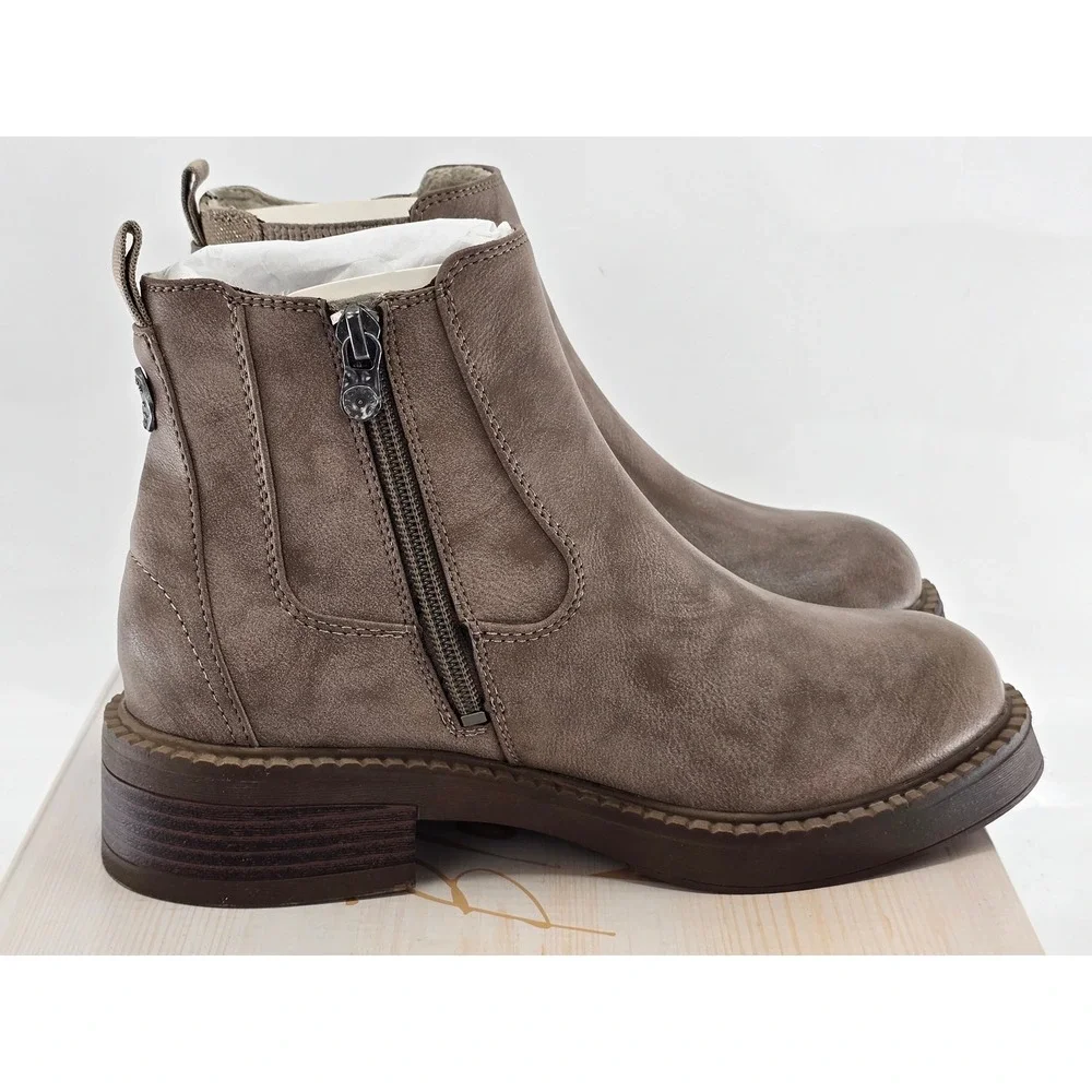 Blowfish Malibu Vera Ankle Boots Womens 6 Mushroom Canvas Zip Up - New